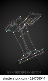 Abstract illustration of a Multicolor sketched lowercase letter R with Reflection. Hand drawn 3D R for your design. EPS 10 vector illustration.