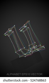 Abstract illustration of a Multicolor sketched lowercase letter U with Reflection. Hand drawn 3D U for your design. EPS 10 vector illustration.