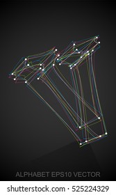 Abstract illustration of a Multicolor sketched lowercase letter V with Reflection. Hand drawn 3D V for your design. EPS 10 vector illustration.