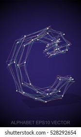 Abstract illustration of a Multicolor sketched lowercase letter C with Transparent Shadow. Hand drawn 3D C for your design. EPS 10 vector illustration.