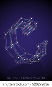 Abstract illustration of a Multicolor sketched lowercase letter C with Reflection. Hand drawn 3D C for your design. EPS 10 vector illustration.