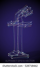 Abstract illustration of a Multicolor sketched lowercase letter F with Transparent Shadow. Hand drawn 3D F for your design. EPS 10 vector illustration.