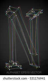 Abstract illustration of a Multicolor sketched N with Transparent Shadow. Hand drawn 3D N for your design. EPS 10 vector illustration.
