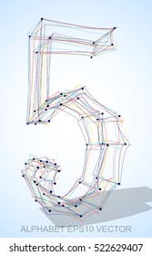 Abstract illustration of a Multicolor sketched number 5 with Transparent Shadow. Hand drawn 3D number 5 for your design. EPS 10 vector illustration.