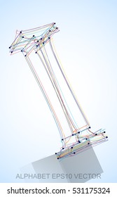 Abstract illustration of a Multicolor sketched I with Reflection. Hand drawn 3D I for your design. EPS 10 vector illustration.