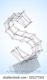 Abstract illustration of a Multicolor sketched S with Reflection. Hand drawn 3D S for your design. EPS 10 vector illustration.