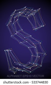 Abstract illustration of a Multicolor sketched S with Transparent Shadow. Hand drawn 3D S for your design. EPS 10 vector illustration.