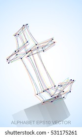 Abstract illustration of a Multicolor sketched T with Reflection. Hand drawn 3D T for your design. EPS 10 vector illustration.