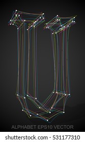 Abstract illustration of a Multicolor sketched U with Transparent Shadow. Hand drawn 3D U for your design. EPS 10 vector illustration.