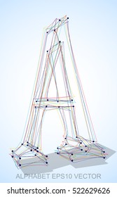 Abstract illustration of a Multicolor sketched uppercase letter A with Transparent Shadow. Hand drawn 3D A for your design. EPS 10 vector illustration.