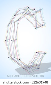 Abstract illustration of a Multicolor sketched uppercase letter C with Transparent Shadow. Hand drawn 3D C for your design. EPS 10 vector illustration.