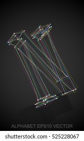 Abstract illustration of a Multicolor sketched uppercase letter N with Reflection. Hand drawn 3D N for your design. EPS 10 vector illustration.