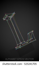 Abstract illustration of a Multicolor sketched uppercase letter L with Reflection. Hand drawn 3D L for your design. EPS 10 vector illustration.