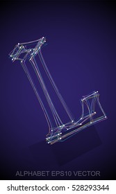 Abstract illustration of a Multicolor sketched uppercase letter L with Reflection. Hand drawn 3D L for your design. EPS 10 vector illustration.