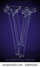 Abstract illustration of a Multicolor sketched uppercase letter V with Transparent Shadow. Hand drawn 3D V for your design. EPS 10 vector illustration.