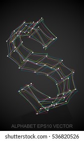Abstract illustration of a Multicolor sketched uppercase letter S with Reflection. Hand drawn 3D S for your design. EPS 10 vector illustration.