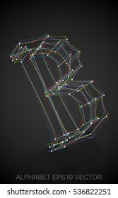 Abstract illustration of a Multicolor sketched uppercase letter B with Reflection. Hand drawn 3D B for your design. EPS 10 vector illustration.