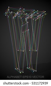 Abstract illustration of a Multicolor sketched W with Transparent Shadow. Hand drawn 3D W for your design. EPS 10 vector illustration.