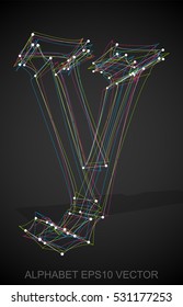 Abstract illustration of a Multicolor sketched Y with Transparent Shadow. Hand drawn 3D Y for your design. EPS 10 vector illustration.
