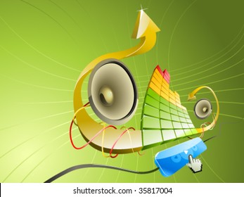 Abstract illustration of music equalizer with speakers