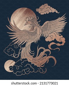 abstract illustration of mythological bird phoenix Fenghuang