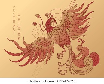 ilustração abstrata de ave mitológica phoenix Fenghuang	