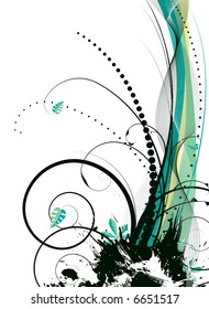 abstract illustration with a natural theme using leaves and green hues