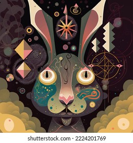 abstract illustration of new year bunny, 2023 symbol