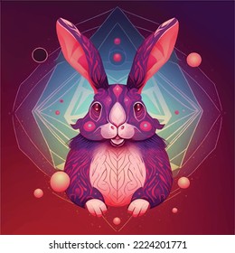 abstract illustration of new year bunny, 2023 symbol