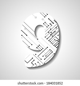abstract  illustration, number collection - 9