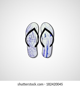 Abstract illustration on flip flops, template editable.