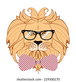 Abstract illustration on lion head, hipster style.