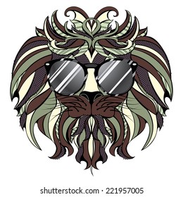 Abstract illustration on lion head, hipster style.