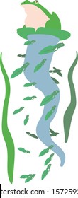 abstract illustration on a natural theme with frogs and plants