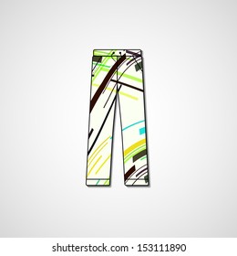 Abstract illustration on pants, template editable.
