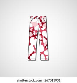Abstract illustration on pants template editable.
