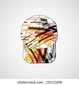 Abstract illustration on peaked cap, template editable.