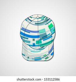 Abstract illustration on peaked cap, template editable.