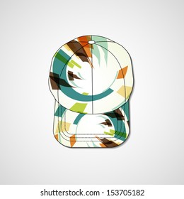 Abstract illustration on peaked cap, template editable.