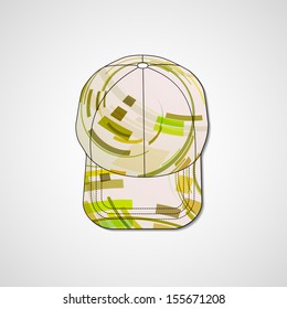Abstract illustration on peaked cap, template editable.