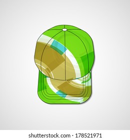Abstract illustration on peaked cap, template editable.