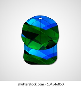 Abstract illustration on peaked cap, template editable.
