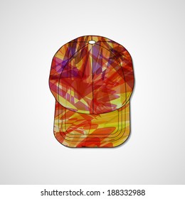 Abstract illustration on peaked cap, template editable.