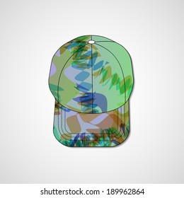 Abstract illustration on peaked cap, template editable.