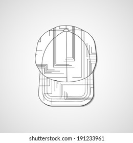 Abstract illustration on peaked cap, template editable.