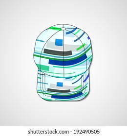 Abstract illustration on peaked cap, template editable.