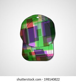 Abstract illustration on peaked cap, template editable.