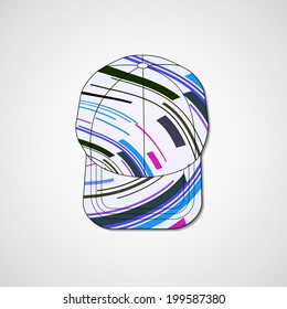 Abstract illustration on peaked cap, template editable.