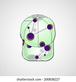 Abstract illustration on peaked cap, template editable.