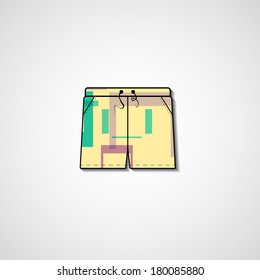 Abstract illustration on shorts, template editable.